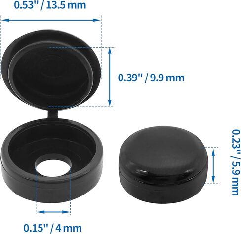 PHITUODA Black Hinged Screw Cap Covers, Plastic Screw Caps Washer with Flip Tops, Screw Covers for Phillips Screws Head, Waterproof Screw Hole Cover for Home Office Use, Pack of 50 in Saudi Arabia