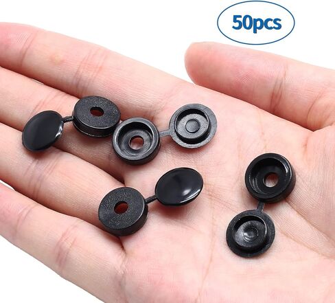 PHITUODA Black Hinged Screw Cap Covers, Plastic Screw Caps Washer with Flip Tops, Screw Covers for Phillips Screws Head, Waterproof Screw Hole Cover for Home Office Use, Pack of 50 in Saudi Arabia