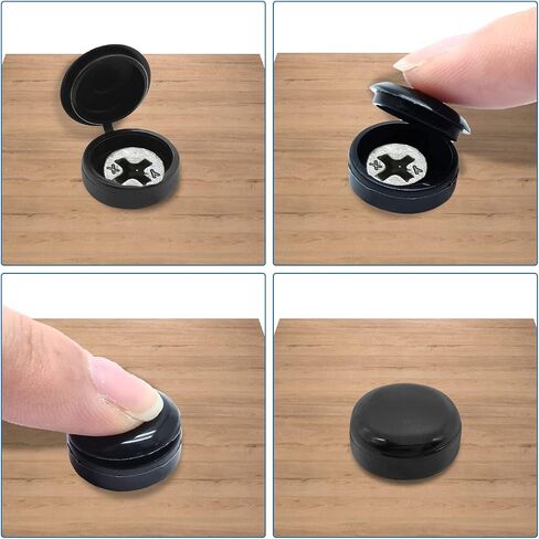 PHITUODA Black Hinged Screw Cap Covers, Plastic Screw Caps Washer with Flip Tops, Screw Covers for Phillips Screws Head, Waterproof Screw Hole Cover for Home Office Use, Pack of 50 in Saudi Arabia