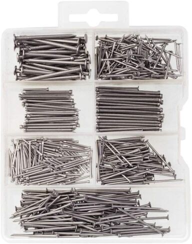 مجموعة مسامير متنوعة من الاجهزة، تتضمن مسامير معلقة لاطار الصور، لمسة نهائية وسلك، وبراد، والاستخدام الشائع. تأتي هذه المجموعة في صندوق بلاستيكي منظم وتحتوي على 550 مسمار متين وشديد التحمل. in Kuwait