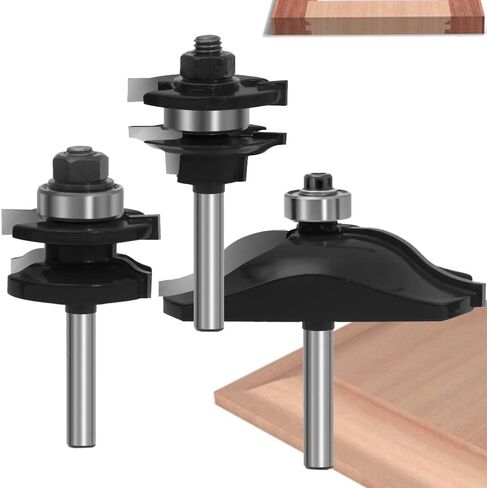 TAIWAIN 5PCS النجارة راوتر بت مجموعة 1/2 بوصة عرقوب، إطار الصورة المعمارية باب خزانة درج صب راوتر بت طحن القاطع، الخشب ميتري كربيد CNC أداة القطع (F-1-2DHD) in Kuwait