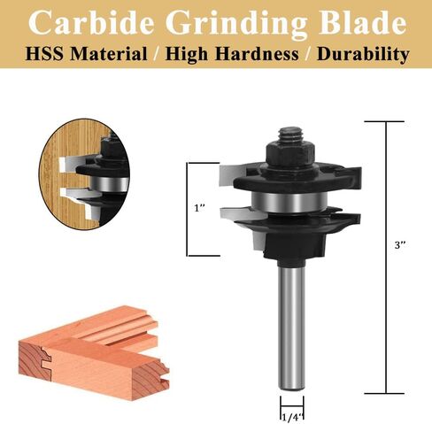 TAIWAIN 5PCS النجارة راوتر بت مجموعة 1/2 بوصة عرقوب، إطار الصورة المعمارية باب خزانة درج صب راوتر بت طحن القاطع، الخشب ميتري كربيد CNC أداة القطع (F-1-2DHD) in Kuwait