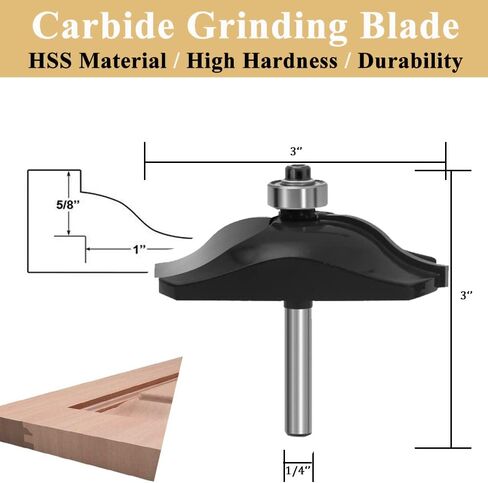TAIWAIN 5PCS النجارة راوتر بت مجموعة 1/2 بوصة عرقوب، إطار الصورة المعمارية باب خزانة درج صب راوتر بت طحن القاطع، الخشب ميتري كربيد CNC أداة القطع (F-1-2DHD) in Kuwait