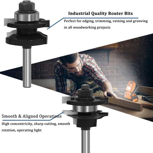 TAIWAIN 5PCS النجارة راوتر بت مجموعة 1/2 بوصة عرقوب، إطار الصورة المعمارية باب خزانة درج صب راوتر بت طحن القاطع، الخشب ميتري كربيد CNC أداة القطع (F-1-2DHD) in Kuwait