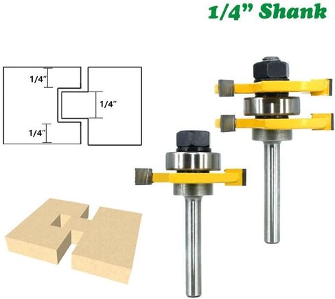 مجموعة لقم راوتر من ويلسنسون على شكل حرف T مع ساق 1/4 انش، مجموعة ادوات راوتر قابلة للتعديل لتقطيع الخشب للخزانة والرفوف والابواب وادوات النجارة، قطعتين in Kuwait