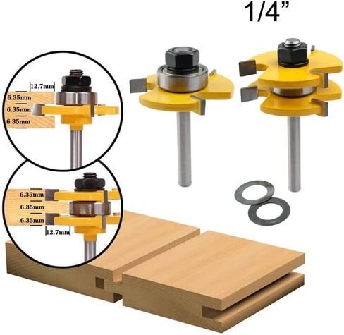 مجموعة لقم راوتر من ويلسنسون على شكل حرف T مع ساق 1/4 انش، مجموعة ادوات راوتر قابلة للتعديل لتقطيع الخشب للخزانة والرفوف والابواب وادوات النجارة، قطعتين in Kuwait