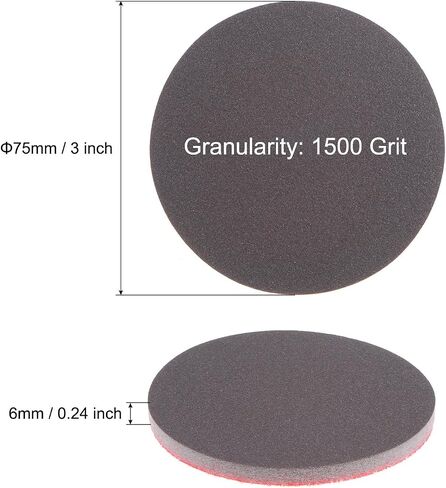 uxcell 50pcs 3000 Grit Sanding Sponge 3 Inch Hook and Loop Sponge Sanding Disc Wet/Dry for Car Wood Drywall Metal in Kuwait