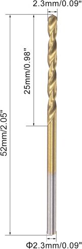 uxcell High Speed Steel Straight Shank Twist Drill Bit Fully Ground Titanium Coated 2.3mm Drilling Dia 6 Pcs in Saudi Arabia