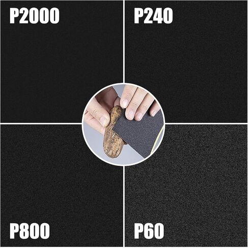 Luckyway 36 ورقة، 9 × 3.6 بوصة، 120 إلى 5000 ورق صنفرة متنوع لتشطيب الأثاث الخشبي، الصنفرة المعدنية وتلميع السيارات، الصنفرة الجافة أو الرطبة in Kuwait