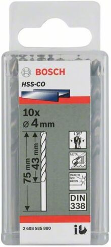 Bosch 2608588093 Metal Drill Bit Hss-Co 4, 3mmx43mmx2.95In 10 Pcs in Saudi Arabia