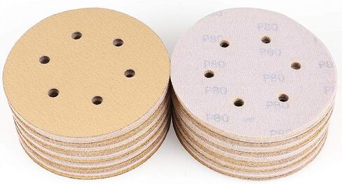 LotFancy 6 Inch 6 Hole Sanding Discs, 100PCS 60 80 120 150 220 Grit Sandpaper Assortment - Random Orbital Sander Pad, Hook and Loop Sand Paper in Kuwait