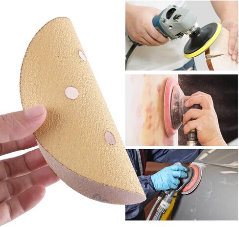 LotFancy 6 Inch 6 Hole Sanding Discs, 100PCS 60 80 120 150 220 Grit Sandpaper Assortment - Random Orbital Sander Pad, Hook and Loop Sand Paper in Kuwait