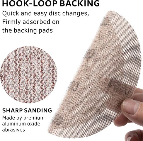 800GRIT 50pcs 5-Inch Mesh Abrasive Sanding Discs Hook & Loop Sandpaper, Dust Free Anti-Blocking Net Sandpaper Sheets for Auto Body, Wood, Drywall, Metal in Saudi Arabia
