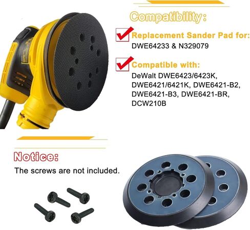 قطعتان من وسادة الاستبدال DWE6423 مقاس 5 بوصات، تحل محل DWE64233 وN329079، وسادات دعم الصنفرة المتوافقة مع DeWalt DWE6423/6423K، DWE6421/6421K، DWE6421-B2، DWE6421-B3، DCW210B in Kuwait