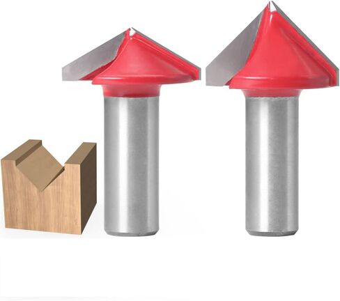 WSOOX 90 ° 120 ° V-Groove Carbide Router Bits Set مع 1/2 عرقوب 2 قطعة CNC النقش راوتر بت V الأخدود نحت قاطع الخشب in Kuwait