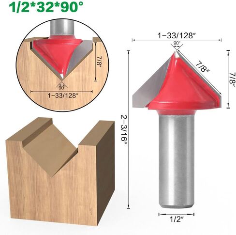 WSOOX 90 ° 120 ° V-Groove Carbide Router Bits Set مع 1/2 عرقوب 2 قطعة CNC النقش راوتر بت V الأخدود نحت قاطع الخشب in Kuwait