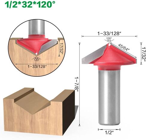 WSOOX 90 ° 120 ° V-Groove Carbide Router Bits Set مع 1/2 عرقوب 2 قطعة CNC النقش راوتر بت V الأخدود نحت قاطع الخشب in Kuwait