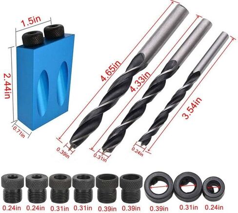 مجموعة ادوات ثقب الجيب 14 قطعة من جي دي اف واي ام اي، مجموعة ادوات النجارة بزاوية 15 درجة مع دليل مثقاب 6/8/10 ملم، محدد موقع ثقب النجارة in Kuwait