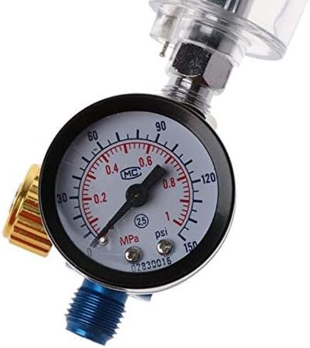 صمام منظم ضغط الهواء 1/4 بوصة مع مقياس الضغط وفلتر مصيدة المياه، منظم ضغط الماء بفاصل الزيت، منظم ضاغط الهواء لمسدس طلاء رذاذ الهواء in Kuwait