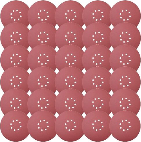 مجموعة اقراص صنفرة للحوائط الجافة بخطاف وحلقة مقاس 9 انش و8 فتحات، 5 قطع لكل منها 60 80 120 150 180 240 حبيبات، مجموعة متنوعة من اقراص الصنفرة للاثاث الخشبي والحوائط الجافة، 30 قطعة in Kuwait