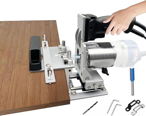 Mortising Jig 2 في 1 نظام نجارة لسان فضفاض مع قاطع طحن من السبائك، دعامة تشذيب غير مرئية لأعمال النجارة، حامل ثقب الآلة لربط أثاث النجارة in Kuwait