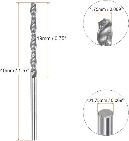 HARFINGTON 4pcs Solid Carbide Drill Bits 1.75mm C3/K10 Tungsten Carbide Precision Mini Micro Straight Shank Twist Drill Bit for Stainless Steel Metal Plastic Wood in Kuwait