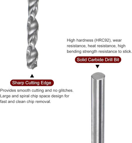HARFINGTON 4pcs Solid Carbide Drill Bits 1.75mm C3/K10 Tungsten Carbide Precision Mini Micro Straight Shank Twist Drill Bit for Stainless Steel Metal Plastic Wood in Kuwait