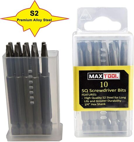 MaxTool 10PCs SQ3x3" Identical Screwdriver Bit Set; Square Head #3; 3" OAL; 1/4" Hex; S2 Premium Alloy Tool Steel; SQ3x3P10-S2 in Saudi Arabia