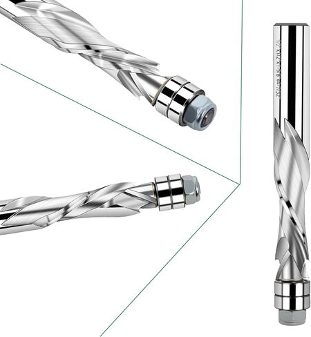 لقمة توجيه لولبية متدفقة 1/2 عرقوب، طول قطع 1-1/2 بوصة، طويلة جدًا 4 بوصة، لقم توجيه حلزونية مقطوعة من الكربيد الصلب للأعلى والأسفل لتقليم الخشب مع محمل سفلي in Kuwait