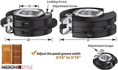 Amana Tool - Adj. Shaper Tongue/Groove Set (61218), Industrial Grade in Saudi Arabia
