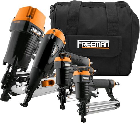 Freeman P4FRFNCB Pneumatic Framing & Finishing Combo & B&C Eagle A312X131/22 Round Head 3-1/2-Inch x .131 x 22 Degree Bright Smooth Shank Plastic Collated Framing Nails (500 per box) in Saudi Arabia