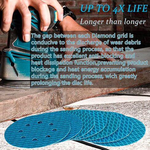 50 قطعة 5 بوصة 8 أقراص صنفرة زركونيا، أقراص صنفرة بخطاف وحلقة، ورق صنفرة مداري عشوائي دائري (60/80/120/180/240 حبيبة) in Kuwait