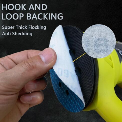 50 قطعة 5 بوصة 8 أقراص صنفرة زركونيا، أقراص صنفرة بخطاف وحلقة، ورق صنفرة مداري عشوائي دائري (60/80/120/180/240 حبيبة) in Kuwait