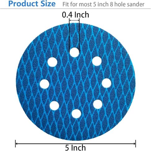 50 قطعة 5 بوصة 8 أقراص صنفرة زركونيا، أقراص صنفرة بخطاف وحلقة، ورق صنفرة مداري عشوائي دائري (60/80/120/180/240 حبيبة) in Kuwait