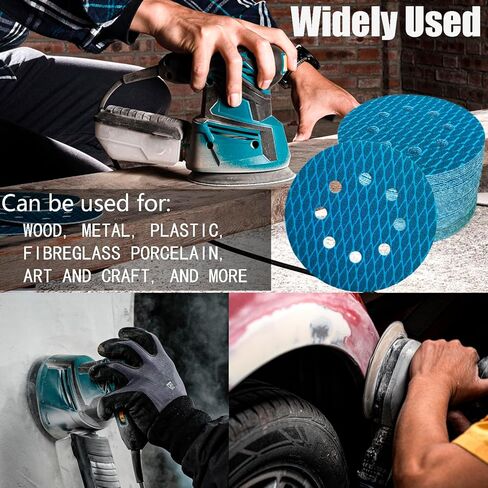 50 قطعة 5 بوصة 8 أقراص صنفرة زركونيا، أقراص صنفرة بخطاف وحلقة، ورق صنفرة مداري عشوائي دائري (60/80/120/180/240 حبيبة) in Kuwait