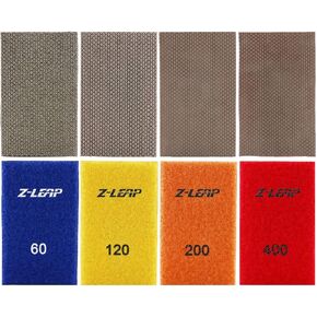 Z-LEAP Diamond Paper Sheet Electroplated Sandpaper Hook and Loop Nylon Backing for Hand Polishing Glass Porcelain Ceramic 4pcs