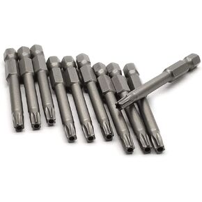 10PCS 2.5"/65mm T27 Torx Head Screwdriver Bit Set, 1/4 Inch Hex Shank with Quick Release Slot,S2 Steel Magnetic Security Tamper Proof Star 6 Point Screw Driver Kit Tools(TT27)