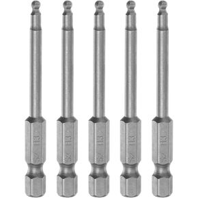HARFINGTON 8Pcs Ball End Hex Head Wrench Screwdriver Bit H3 1/4" Hex Shank 2.5" Long Metric Magnetic S2 Steel for Power Screwdriver Drill Impact Driver