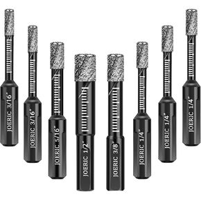 JOERIC Black Dry Diamond Bits Set, 8 PCS Diamond Hole Saw Kit with Storage Bottle for Granite Marble Tile Ceramic Stone Glass Hard Materials (Not for Wood) Triangle Shank with Size 3/16 to 1/2 inches in Kuwait