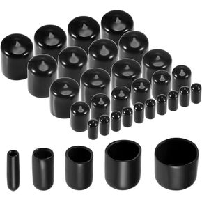 uxcell 25pcs Round Rubber End Caps 1/8" 1/4" 1/2" 3/4" 15/16" Red Vinyl Cover Screw Thread Protectors Assortment Kit
