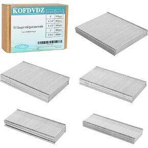 مسامير مطلية بطبقة نهائية مجلفنة مقاس 16 من كوفدفدز، 1700 قطعة (1، 1-1/4، 1-1/2، 2، 2-1/2 انش) 16GA، طلاء اظافر لتصنيف الاظافر وفرز الاظافر الصغيرة in Kuwait