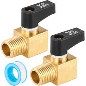 صمام كروي للصرف النحاسي، صمام كروي صغير لضاغط الهواء مع صمام تشغيل وإيقاف وخيط ذكر 1/4 بوصة NPT، شريط ختم - قطعتان in Kuwait