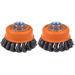 فرشاة كأس سلكية معقودة من Mixiflor مكونة من قطعتين لمطاحن الزوايا، 5/8 بوصة - 11 شجرة ملولبة، عجلة أسلاك من الفولاذ الكربوني 0.02 بوصة لمطحنة الزوايا، لإزالة الصدأ in Kuwait