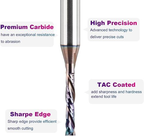 SpeTool Carbide 1/8 Inch Compression (UP&Down) CNC Router Bit 1/4 Inch Shank with Coated for Composite Material Woodwork Cutting Tools in Saudi Arabia