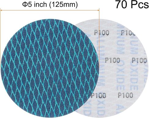 HARFINGTON 70pcs Diamond Shape Sanding Discs 5 Inch 80 Grit Hook and Loop Woodworking Automotive Finishing Discs Sandpaper Pads for Random Disc Sander Orbital Sander in Kuwait