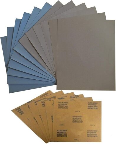 Preamer 120 Grit to 1000 Grit Wet Dry Sandpaper Sheets Assortment Sand Paper for Metals Wood Glass, 9-Inch x 11-Inch, Pack of 10 in Saudi Arabia