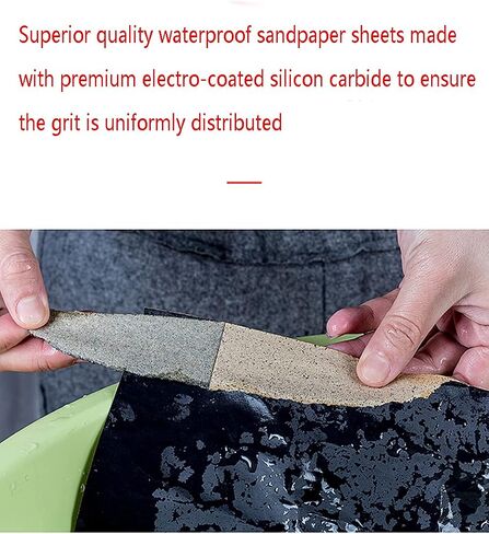 Preamer 120 Grit to 1000 Grit Wet Dry Sandpaper Sheets Assortment Sand Paper for Metals Wood Glass, 9-Inch x 11-Inch, Pack of 10 in Saudi Arabia