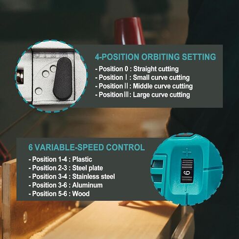 منشار PATUOPRO بدون فرشاة، منشار كهربائي لاسلكي 21 فولت، سرعة قابلة للتعديل 500-3000 SPM، قطع مائل، بطارية 4.0 أمبير وشاحن سريع، مع شفرات قطعتين in Kuwait