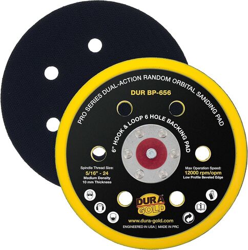 Dura-Gold 400 Grit 6" Sandpaper Discs, 6 Hole Pattern & 6" Hook & Loop DA Backing Plate in Saudi Arabia