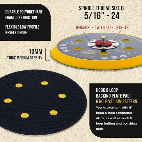 Dura-Gold 400 Grit 6" Sandpaper Discs, 6 Hole Pattern & 6" Hook & Loop DA Backing Plate in Saudi Arabia
